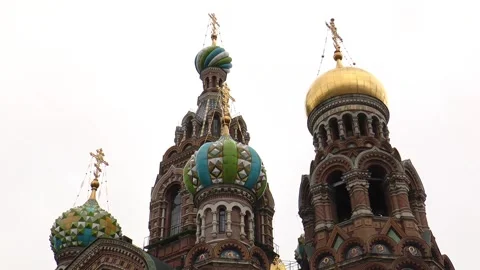 The Lord (Savior on Spilled Blood) on a cloudy summer day. Stock Footage 340830939