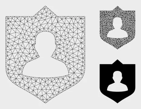 Lord Shield Vector Mesh Network Model and Triangle Mosaic Icon Stock Illustration
