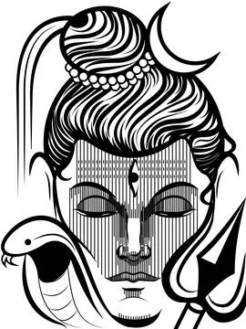 Lord Shiva Face Stock Illustration