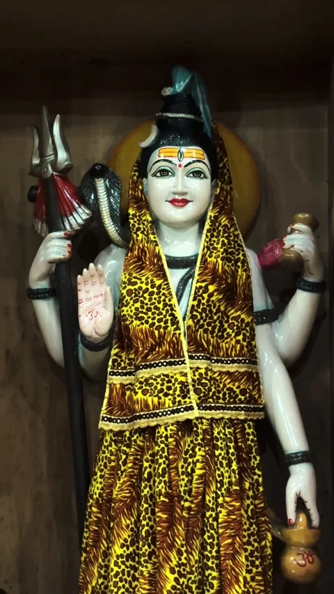 Lord Shiva Idol Holding Trident Inside Hindu Temple Stock Footage 337908373