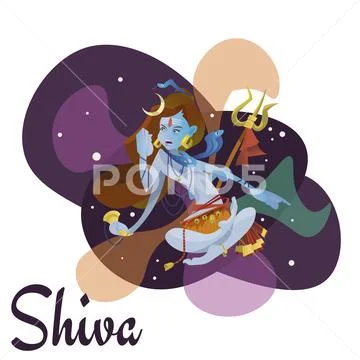 Lord Shiva, indian god in the lotus position and meditate space . Maha Stock Illustration