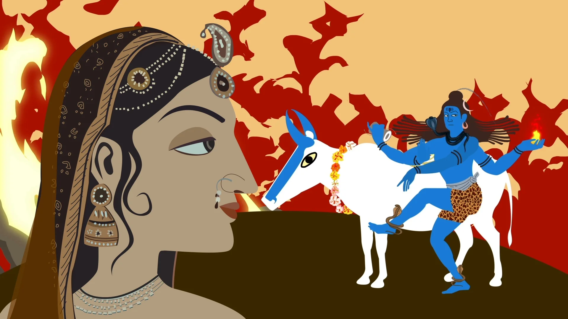 Lord Shiva Nandi and Parvati | Stock Video | Pond5