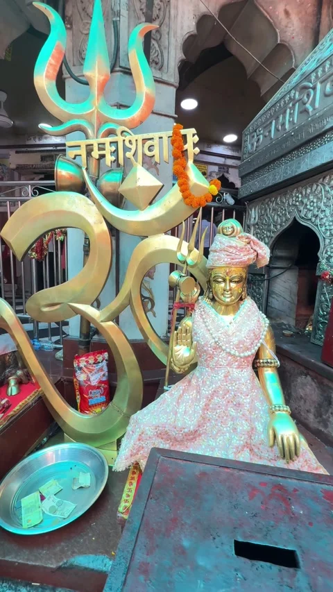 Lord Shiva Statue with Trident Inside Hindu Temple Stock Footage 337908442