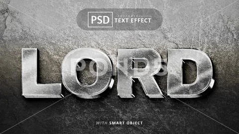 Lord silver 3d text effect editable PSD Template
