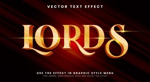 Lords 3D editable text effect template Stock Illustration