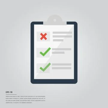 Lorem ipsum text and clipboard with right wrong signs Stock Illustration