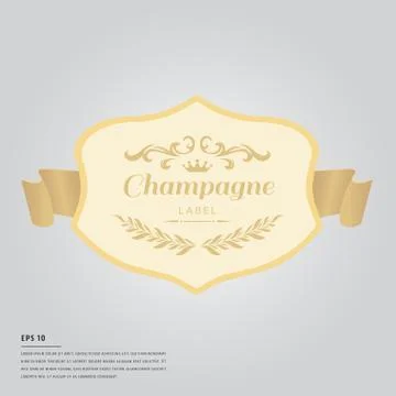 Lorem ipsum text with champagne bottle label Stock Illustration