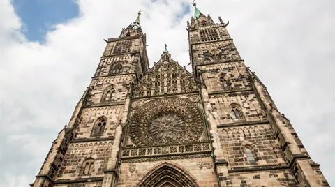 Lorenz Church tower with cloudy sky hyperlapse, tracking shot, timelapse Stock-Footage 50430133