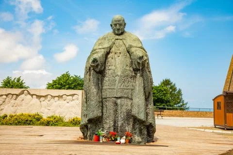 Loreto, Ancona, Italy - 8.05.2018: The monument of papa Giovanni XXIII next to Stock Photos