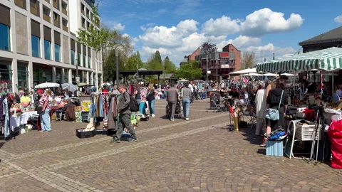 At the Lörrach Flea Market in the Spring Stock Footage 336025565