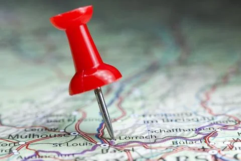 Lorrach pin on map of Germany Foto stock