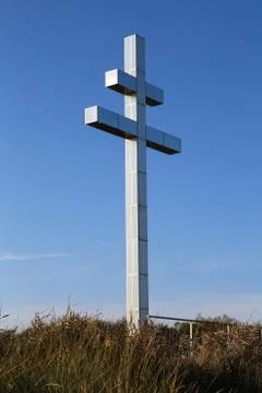 Lorraine cross at Juno Beach Stock Photos