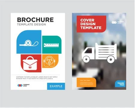 Lorry brochure flyer design template Stock Illustration