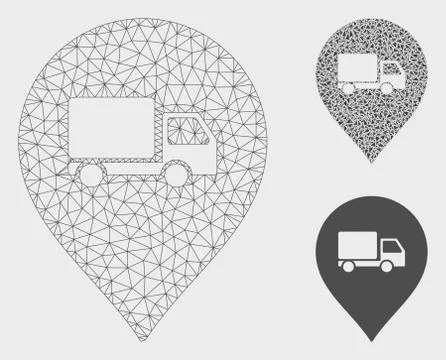 Lorry Marker Vector Mesh 2D Model and Triangle Mosaic Icon Illustrazione stock
