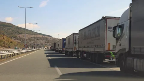 Lorry Trucks Border Queue Stock Footage 260466685