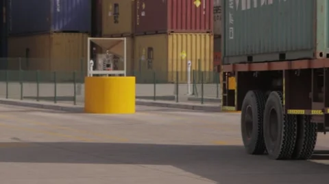 Lorry Trucks Driving For Unloading Stock Footage 63086113