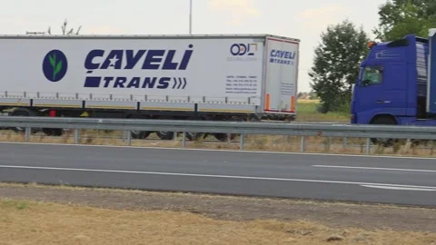 Lorry Trucks Queue pan Video stock 276691727
