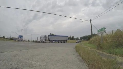 Lorry turns to the factory Stock Footage 83616416