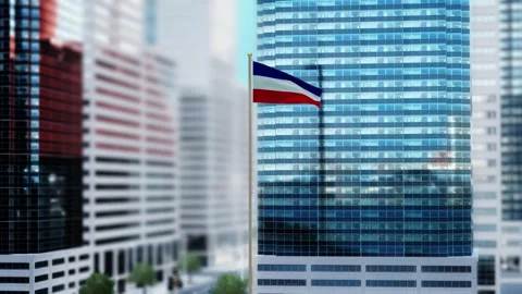 Los Altos Flag 3D Render Animation Waving in Front of Modern Glass Buildings Video stock 332949922