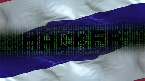 Los Altos flag - Waving flag on matrix binary code background Stock Footage 321420259