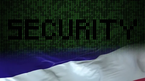 Los Altos flag - Waving flag on matrix binary code background Stock Footage 321422393