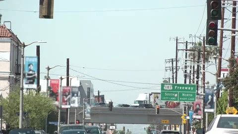 Los Angeles 101 Freeway Looking At the Overpass Stock Footage 206866005