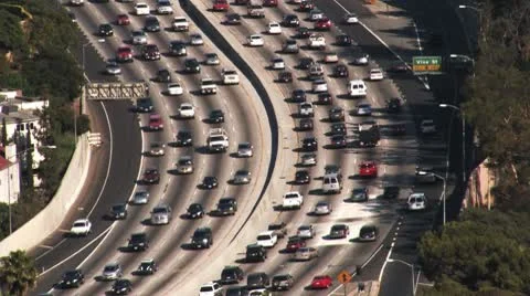 Los Angeles 101 Freeway Traffic (HD) Video stock 9906113
