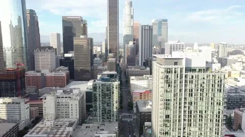 Los Angeles from above - camera flying over the city of Los Angeles Stock Footage 179023623