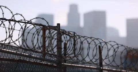 Los Angeles Barbed Wire Stock Footage 346795050
