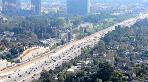Los Angeles with busy freeway Video stock 64260840