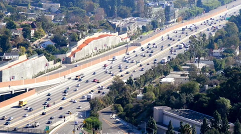 Los Angeles with busy freeway 库存影片 64260880