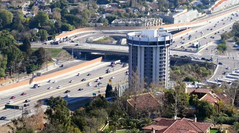 Los Angeles with busy freeway 動画素材 64264483
