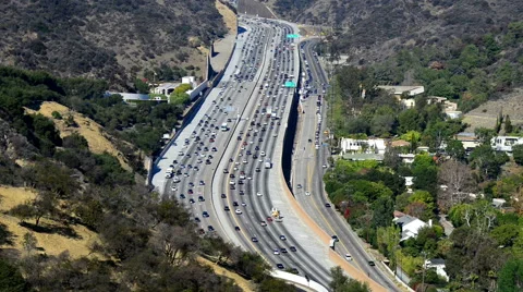 Los Angeles with busy freeway Stock Footage 64265452