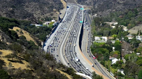 Los Angeles with busy freeway Vidéo 64265621
