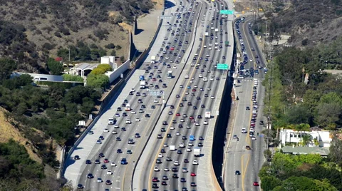 Los Angeles with busy freeway Видео 64265713
