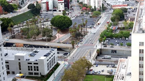 Los Angeles busy street intersection Stock Footage 77287565