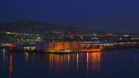 LOS ANGELES, CA, USA - AUGUST 14, 2026: The Port of Los Angeles waterfront Stock Footage 342276045