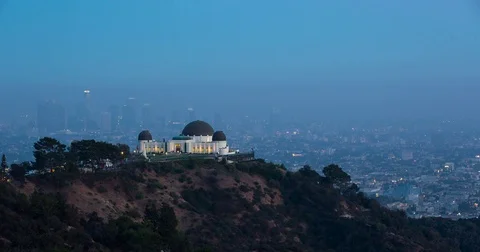 Los Angeles, CA, USA - Griffith Observatory and City at sunset - Timelapse Stock Footage 75277014