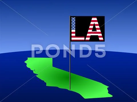 Los angeles on california map Stock Illustration