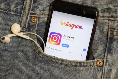 Los Angeles, California, USA - 5 December 2019: Instagram app icon on phone s Stock Photos