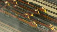 Los Angeles, California, Usa - March 22, 2012: Aerial Shot Of Train Engines Stock Footage