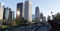 Los Angeles City Downtown Harbor Freeway with Cars Traffic Jam on La Highway Day 4k or 4k+ Resolution