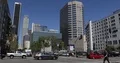 Los Angeles City La Downtown with People and Cars Traffic on Busy Crossroad Day 4k or 4k+ Resolution