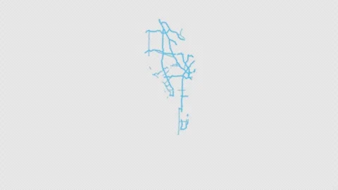 Los Angeles City Line Map Self Drawing Animated Overlay, Alpha 4K 스톡 동영상 340293860