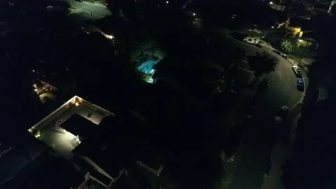 Los Angeles City Neighborhood nighttime Stock Footage