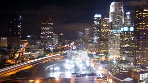 Los Angeles City Night Time-lapse Stock Footage