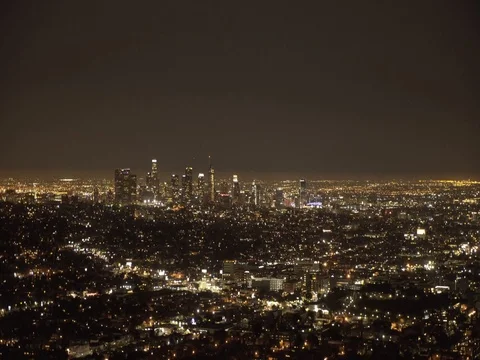 Los Angeles City Skyline Night. Stock Footage