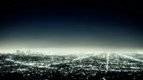 Los Angeles cityscape at night. Stock Footage
