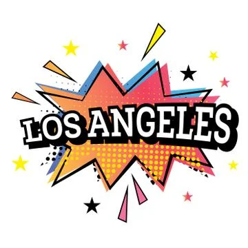 Los Angeles Comic Text in Pop Art Style. Ilustración de archivo