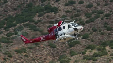 Los Angeles County Fire Attack Helicopter - Landing Video stock 10791874